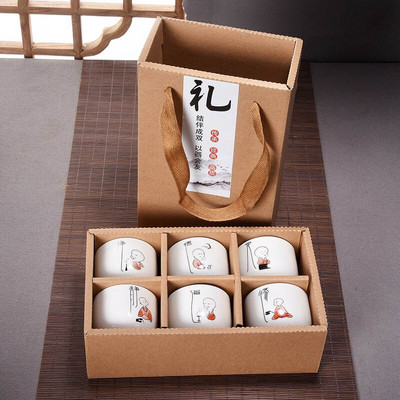 6 tk käsitsi maalitud keraamiline tassikomplekt, Hiina teekomplekt, Kung Fu teetassi komplekt, Hiina portselanist teetassi komplekt reisimiseks, loomingulised kingitused