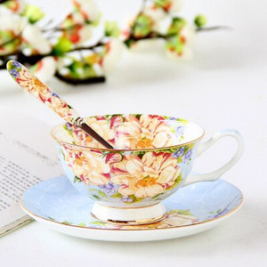 Set ceașcă de cafea European Bone China Set ceai de după-amiază în stil englezesc Farfurie ceașcă de cafea Ceșă de cafea Bone China în stil european