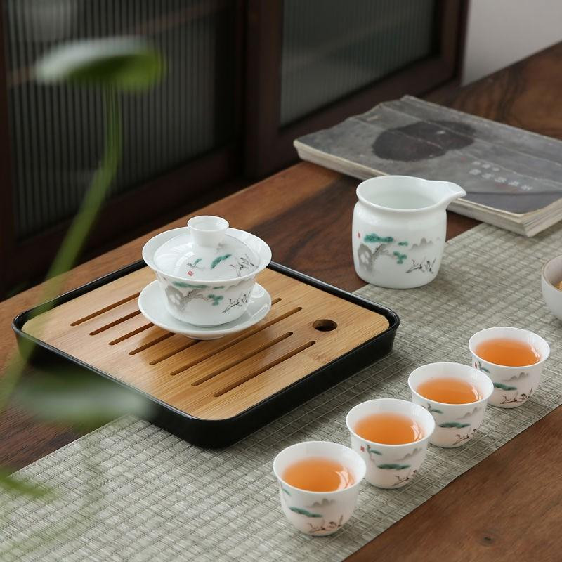 Sada nápojov, čínska kung-fu cestovná čajová súprava, keramická prenosná šálka, porcelánový servis, gaiwan hrnček na čajový obrad, kanvica na čaj