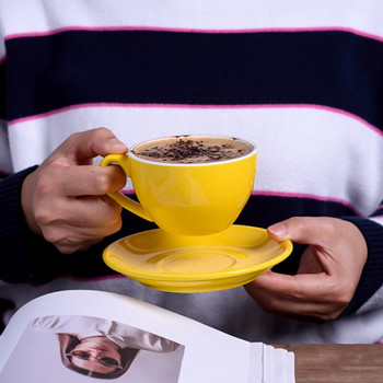 150ml Δημιουργικό Κεραμικό Σετ Πιατάκι για Φλιτζάνι Καφέ, Απλό Ευρωπαϊκό Στιλ Καπουτσίνο Latte Art κούπες Espresso Απογευματινό φλιτζάνι τσαγιού CuteCup