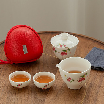 Пътна чанта Китайски кунг-фу комплект за чай gaiwan чайник чаши за чай честна чаша комплекти за чай бяла керамика за подарък пуер Съдове за напитки