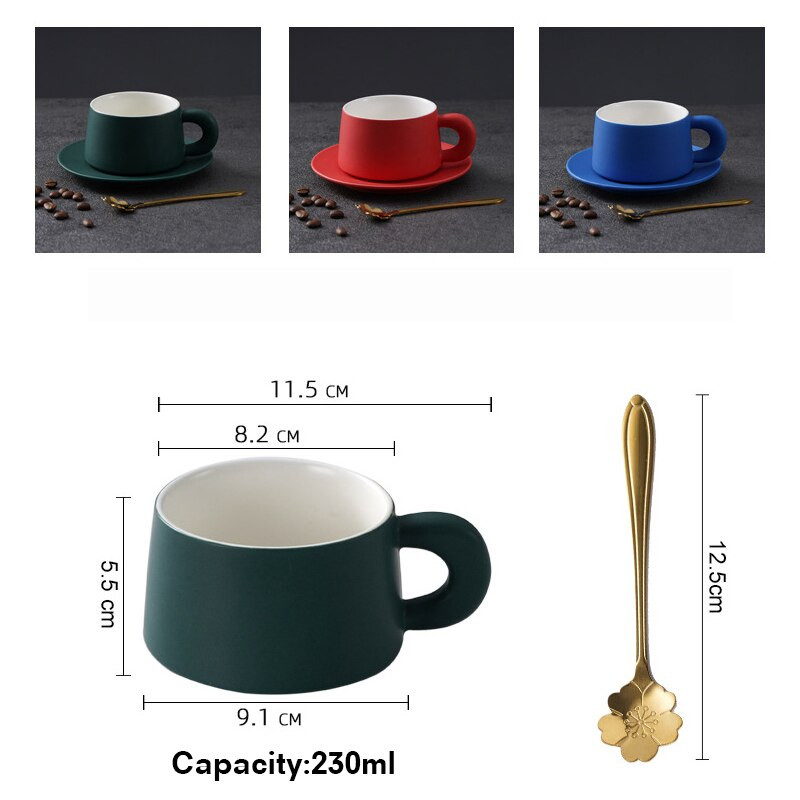 Keramičke šalice za kavu Šalica za čaj 220 ml s ručkom za ured i dom Zdravstveni dar za obitelj Može se prati u perilici posuđa i mikrovalnoj pećnici