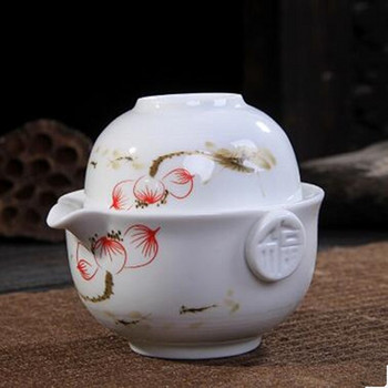 CJ226 Сервиз за чай Включва 1 тенджера 1 чаша елегантен гайван Красив и лесен чайник чайник Син и бял порцеланов чайник