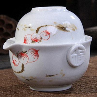 CJ226 Čajová súprava obsahuje 1 kanvicu 1 šálku elegantný gaiwan Krásna a jednoduchá kanvica na čaj Modrobiela porcelánová kanvica na čaj