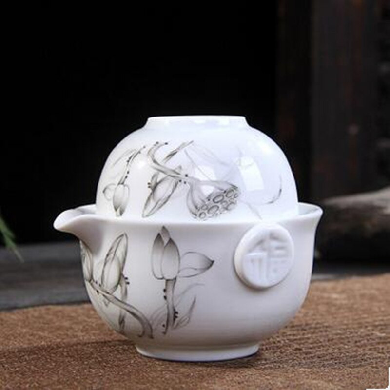 CJ226 Čajová súprava obsahuje 1 kanvicu 1 šálku elegantný gaiwan Krásna a jednoduchá kanvica na čaj Modrobiela porcelánová kanvica na čaj