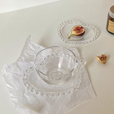 90ml /200ml Romantic Love Heart klaasist kohvikruusitaldriku komplekt Creative ümmarguse helme käepidemega piimamahl pärastlõunatee tass espressotass