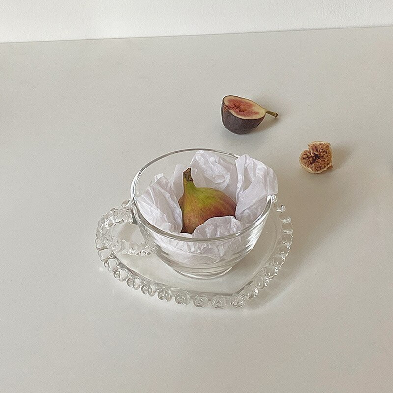 90ml/200ml romantická sada sklenených hrnčekov na kávu s podšálkami a rúčkou, kreatívna okrúhla korálková rukoväť, šálka na mlieko a džús, popoludňajší čaj, šálka na espresso