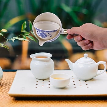 Κινεζικό Kung Fu Tea Set 360 Περιστρεφόμενη τσαγιέρα Κεραμική συσκευή παρασκευής τσαγιού έγχυσης ημιαυτόματη Gongfu Teaware Pot Cup