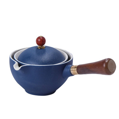 Set de ceai chinezesc Kung Fu, ceainic rotativ 360, ceainic din ceramică, infuzor semi-automat, ceainic Gongfu, ceainic