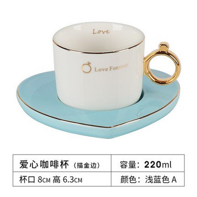 Keramička šalica za kavu i tanjurić u obliku srca, šalica za kavu, set za popodnevni čaj, keramička šalica, kuhinjski dodaci, posuda za šalicu za mlijeko