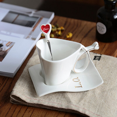 Keramička šalica za kavu i tanjurić u obliku srca, šalica za kavu, set za popodnevni čaj, keramička šalica, kuhinjski dodaci, posuda za šalicu za mlijeko