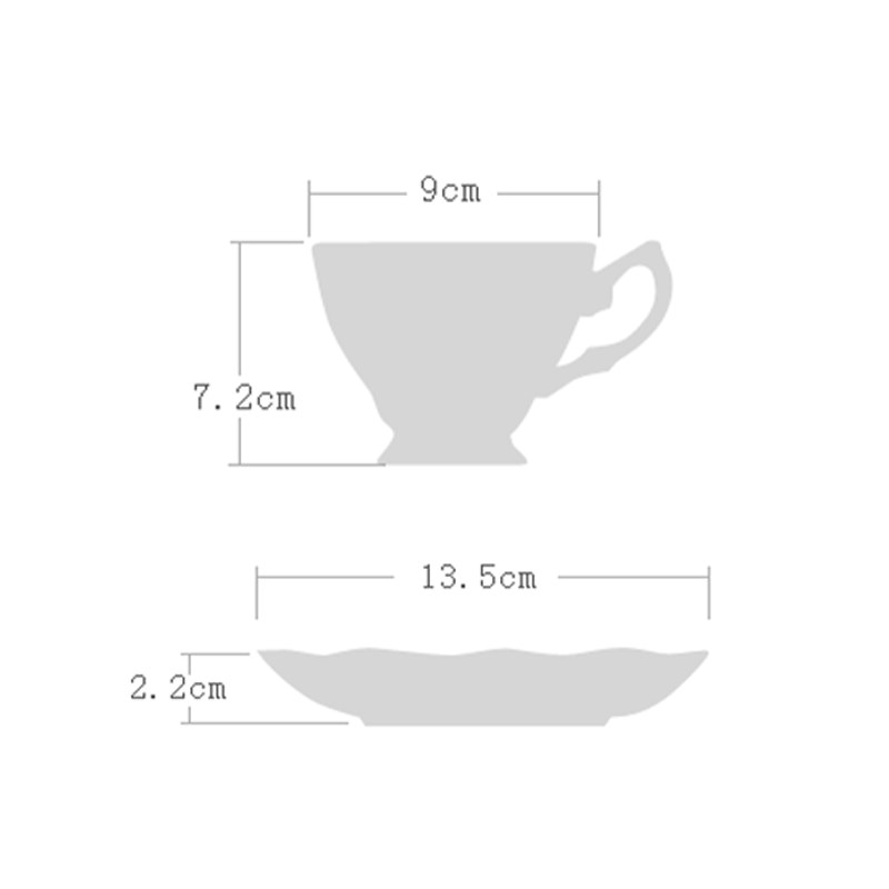 170 ml Europska šalica za kavu Zlatni obrub Porcelanska žlica Set tanjurića Engleska poslijepodnevna šalica za čaj Posuđe za kavu Luksuzno posuđe