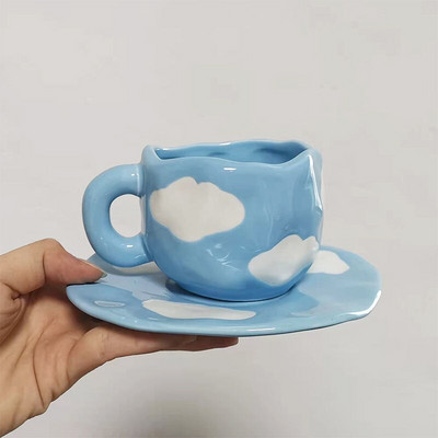 320ml Kawaii Ručne maľovaný Kvetinový Keramický Hrnček Do Domácej Kancelárie Hrnček Podšálka Raňajky Mlieko Šťava Čaj Rukoväť Dievčenský Darčekový Nápoj