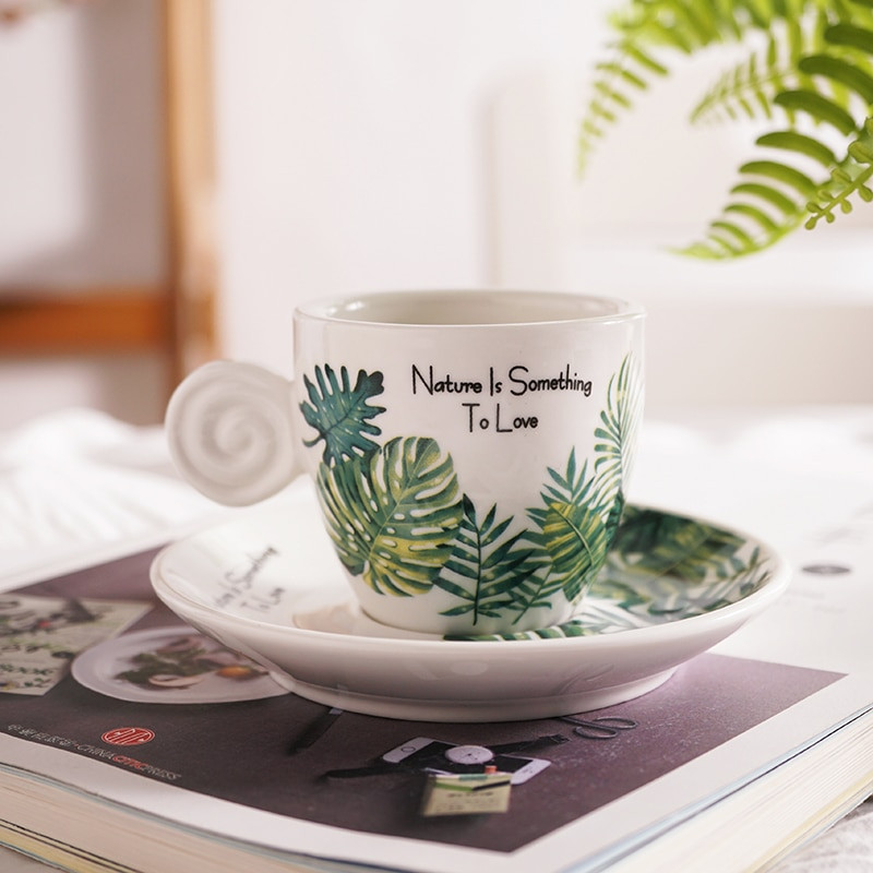 Sada espressových šálok Northern Europe Fresh Style 90 ml s podnosom, malý taliansky čierny hrnček na kávu, hrnček na kávu Taza Tasse Xicara