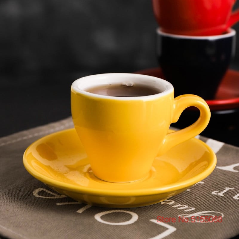 Seturi profesionale de căni și farfurioare espresso 100cc ieftine Cappuccino ceașcă de cafea neagră italiană Cafe Office Demitasse Beker Tasse Taza