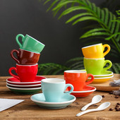 Severský štýl Concise Style Candy Color Glaze 80ml Espresso šálky s podšálkami do kaviarne Neskoré hrnčeky na kávu Tazas Para Cafe Xicara