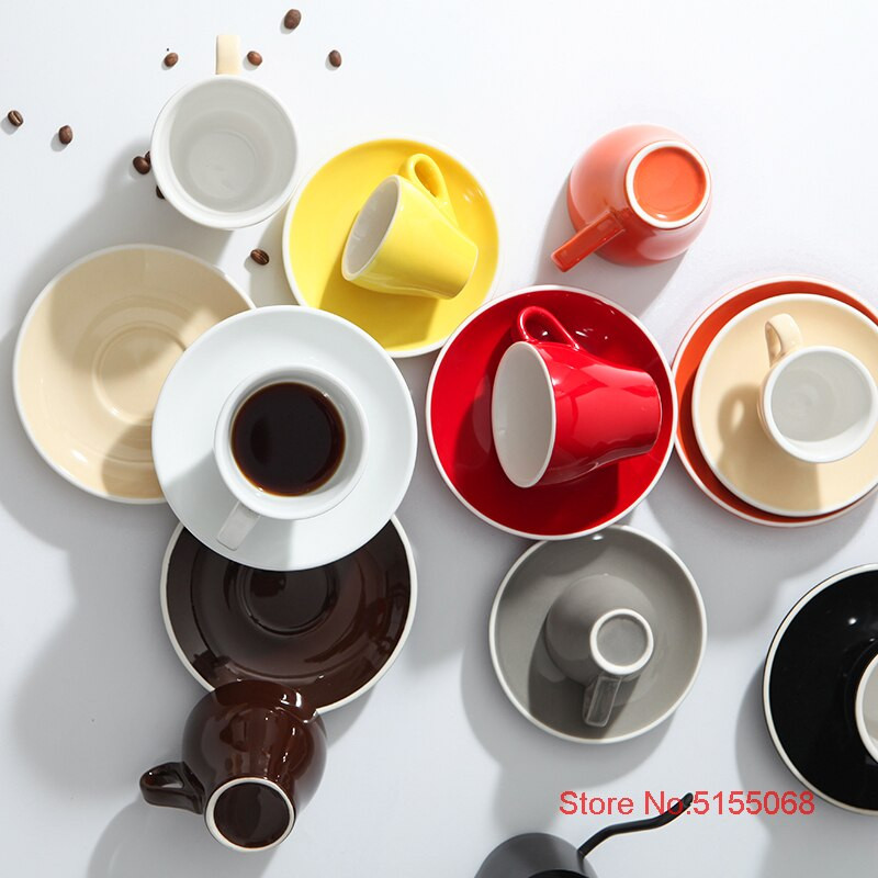 Severský štýl Concise Style Candy Color Glaze 80ml Espresso šálky s podšálkami do kaviarne Neskoré hrnčeky na kávu Tazas Para Cafe Xicara