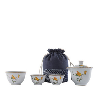 Висококачествен керамичен комплект за чай Включва 1 тенджера 3 чаши Чайник Преносим чайник за пътуване Офис Комплекти за чай Чаша за чай Чаена церемония
