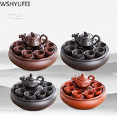 Set de ceai Yixing Nisip violet Tavă de ceai Ceainic 8 piese Costum pentru ceai Ceremonia ceaiului chinezesc Cadou afaceri