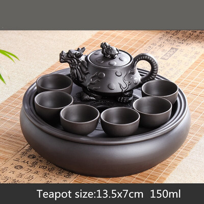 Set de ceai Yixing Nisip violet Tavă de ceai Ceainic 8 piese Costum pentru ceai Ceremonia ceaiului chinezesc Cadou afaceri