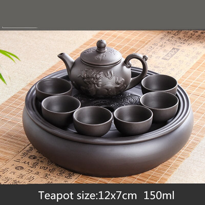 Set de ceai Yixing Nisip violet Tavă de ceai Ceainic 8 piese Costum pentru ceai Ceremonia ceaiului chinezesc Cadou afaceri