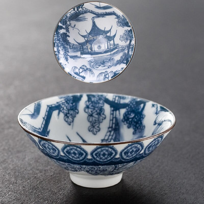 6 ks/sada Jingdezhen Ručne maľované Modrobiele porcelánové šálky na čaj Boutique Keramická majstrovská čajová miska Ručne vyrobená čajová súprava Príslušenstvo