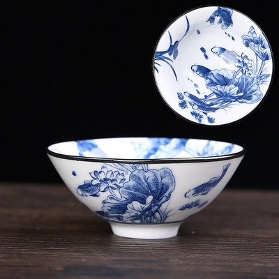 6 ks/sada Jingdezhen Ručne maľované Modrobiele porcelánové šálky na čaj Boutique Keramická majstrovská čajová miska Ručne vyrobená čajová súprava Príslušenstvo