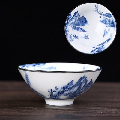 6 ks/sada Jingdezhen Ručne maľované Modrobiele porcelánové šálky na čaj Boutique Keramická majstrovská čajová miska Ručne vyrobená čajová súprava Príslušenstvo