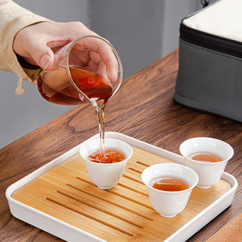 Új italkészlet kínai Kung Fu utazási teáskészlet Kerámia hordozható teáscsésze Porcelán Gaiwan teáscsésze bögre teaceremónia teáskanna