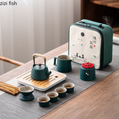 Keramički setovi šalica za čaj Putni Kung Fu set za čaj Čajnik Šalica za čaj Pladanj za čaj Kućni alati za pripremu čaja na otvorenom Setovi posuđa za čaj Set lonaca i šalica