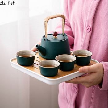 Керамични комплекти чаши за чай Кунг-фу комплекти за пътуване Чайник Чаша за чай Поднос за чай Домашни инструменти за приготвяне на чай на открито Комплекти прибори за чай Чайник и комплект чаши