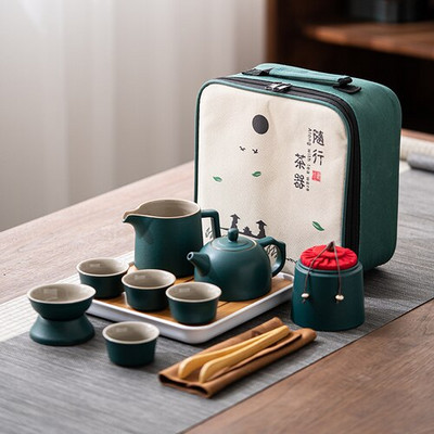 Keramički setovi šalica za čaj Putni Kung Fu set za čaj Čajnik Šalica za čaj Pladanj za čaj Kućni alati za pripremu čaja na otvorenom Setovi posuđa za čaj Set lonaca i šalica