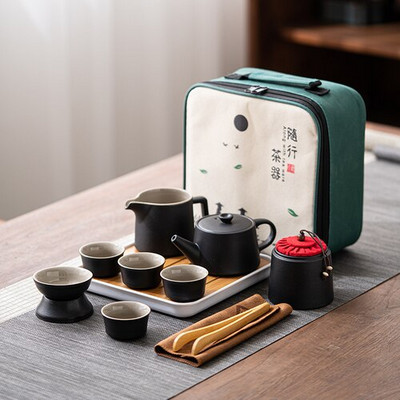 Keramički setovi šalica za čaj Putni Kung Fu set za čaj Čajnik Šalica za čaj Pladanj za čaj Kućni alati za pripremu čaja na otvorenom Setovi posuđa za čaj Set lonaca i šalica
