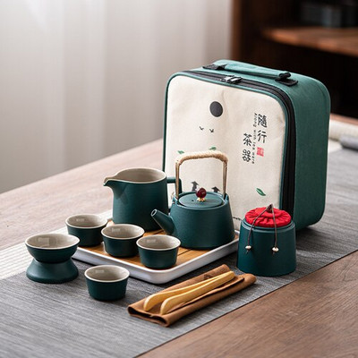 Keramički setovi šalica za čaj Putni Kung Fu set za čaj Čajnik Šalica za čaj Pladanj za čaj Kućni alati za pripremu čaja na otvorenom Setovi posuđa za čaj Set lonaca i šalica