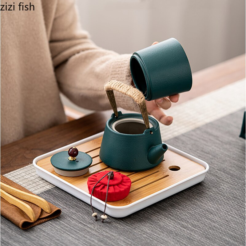 Keramički setovi šalica za čaj Putni Kung Fu set za čaj Čajnik Šalica za čaj Pladanj za čaj Kućni alati za pripremu čaja na otvorenom Setovi posuđa za čaj Set lonaca i šalica