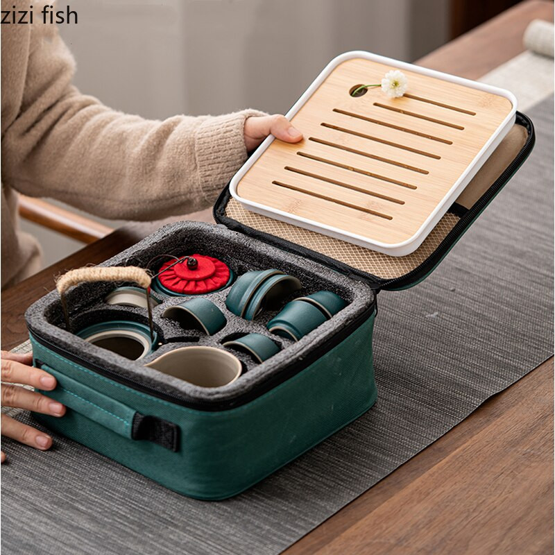 Keramički setovi šalica za čaj Putni Kung Fu set za čaj Čajnik Šalica za čaj Pladanj za čaj Kućni alati za pripremu čaja na otvorenom Setovi posuđa za čaj Set lonaca i šalica