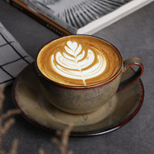 Keramická šálka na kávu s glazúrou a hviezdnou oblohou v európskom štýle, cappuccino, latte, ozdobná sada šálok a podšálok na kávu
