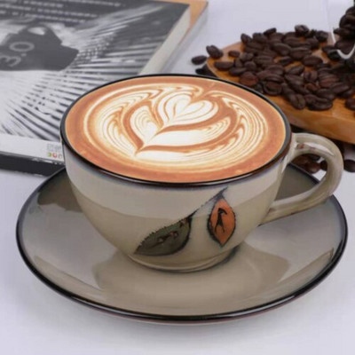 Keramická šálka na kávu s glazúrou a hviezdnou oblohou v európskom štýle, cappuccino, latte, ozdobná sada šálok a podšálok na kávu