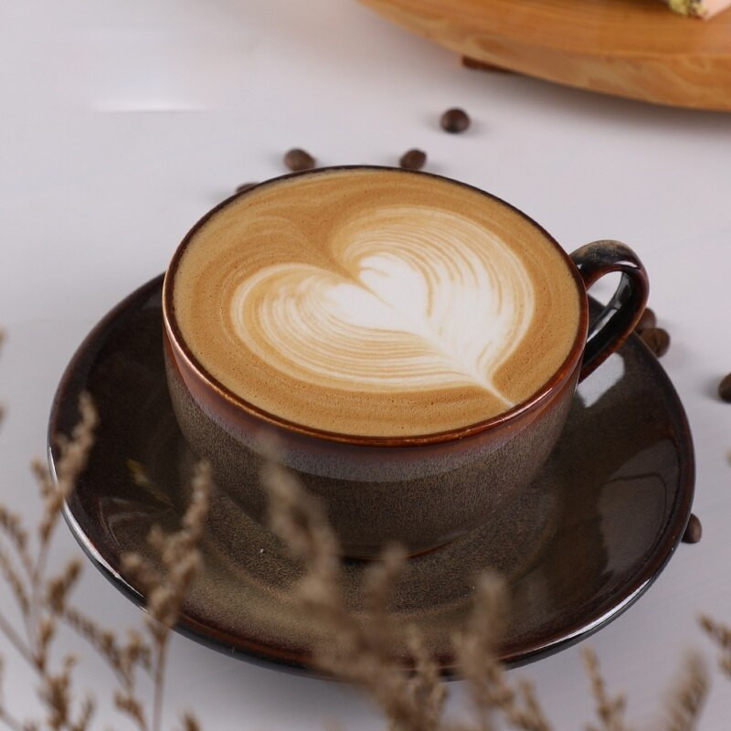 Keramická šálka na kávu s glazúrou a hviezdnou oblohou v európskom štýle, cappuccino, latte, ozdobná sada šálok a podšálok na kávu