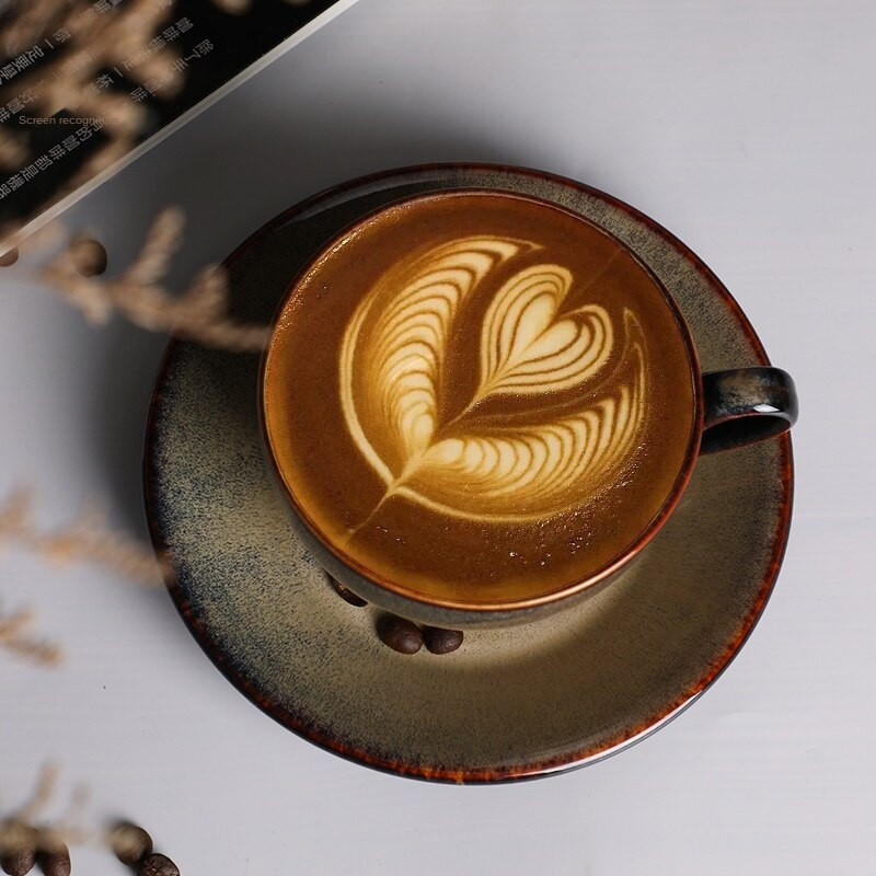 Keramická šálka na kávu s glazúrou a hviezdnou oblohou v európskom štýle, cappuccino, latte, ozdobná sada šálok a podšálok na kávu