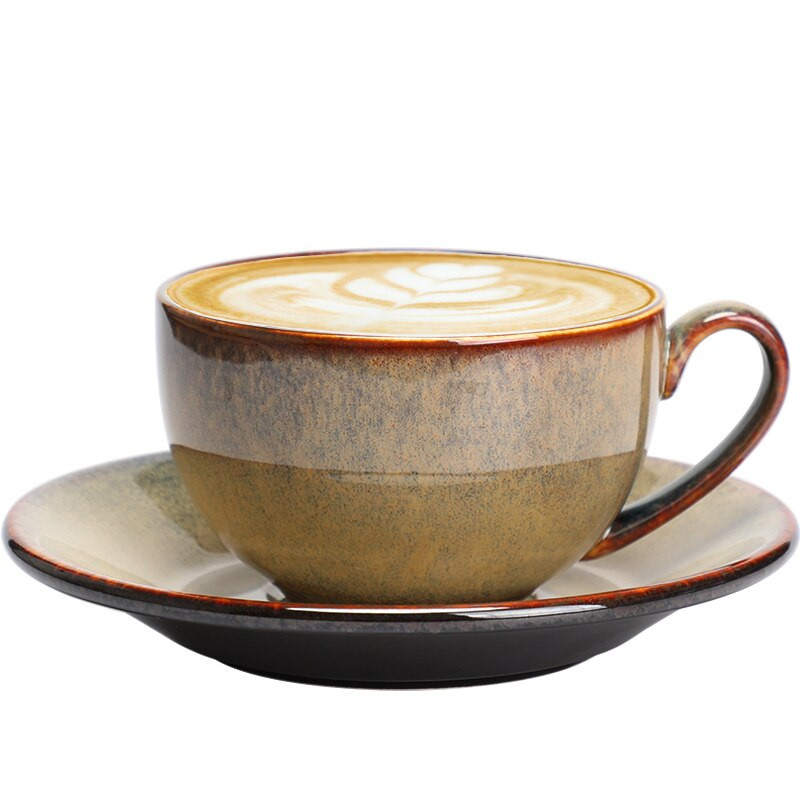 Keramická šálka na kávu s glazúrou a hviezdnou oblohou v európskom štýle, cappuccino, latte, ozdobná sada šálok a podšálok na kávu