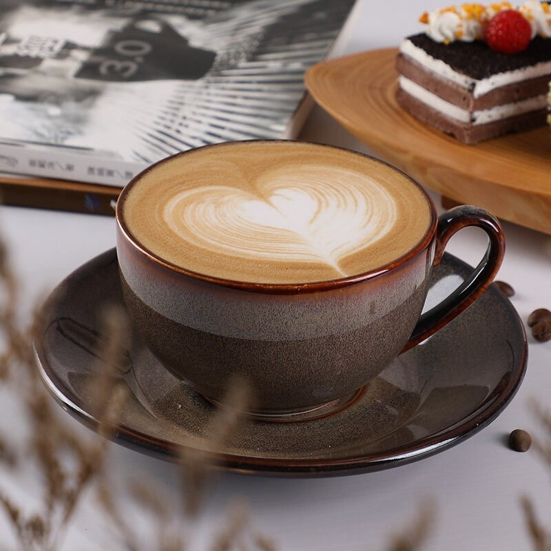 Keramická šálka na kávu s glazúrou a hviezdnou oblohou v európskom štýle, cappuccino, latte, ozdobná sada šálok a podšálok na kávu