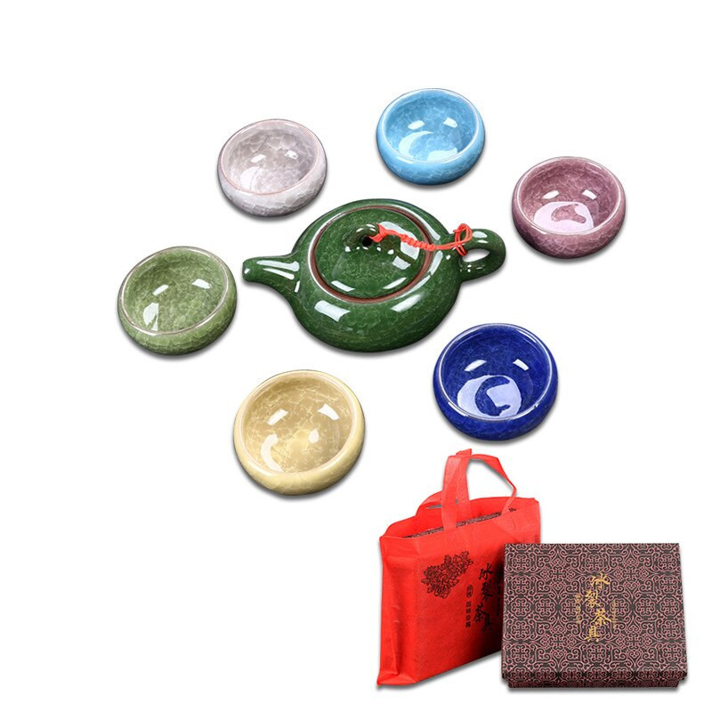 7 ks/sada + darčeková krabička Čínske čajové šálky, kanvica na čaj, porcelánový seladónový rybí čajový hrnček, riad, čaj Oolong, zelený čaj, keramické čajové súpravy Kung Fu