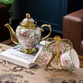 Set de ceainic și ceainic britanic european, ceainic de mare capacitate, cu filtru, ceainic rezistent la căldură, set de ceainic din ceramică