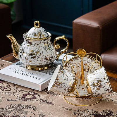 Set de ceainic și ceainic britanic european, ceainic de mare capacitate, cu filtru, ceainic rezistent la căldură, set de ceainic din ceramică