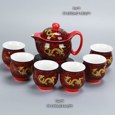 Čínska keramická čajová súprava Kung Fu porcelánová čajová šálka sada kanvíc Dračí čajník šálka Kungfu čajová súprava Puer Oolong čajový riad