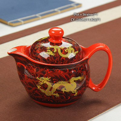 Čínska keramická čajová súprava Kung Fu porcelánová čajová šálka sada kanvíc Dračí čajník šálka Kungfu čajová súprava Puer Oolong čajový riad