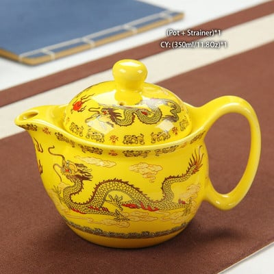 Čínska keramická čajová súprava Kung Fu porcelánová čajová šálka sada kanvíc Dračí čajník šálka Kungfu čajová súprava Puer Oolong čajový riad