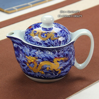 Čínska keramická čajová súprava Kung Fu porcelánová čajová šálka sada kanvíc Dračí čajník šálka Kungfu čajová súprava Puer Oolong čajový riad