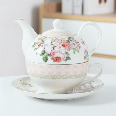 Keramički set za čaj u europskom stilu Cvjetni čajnik Uredska šalica za poslijepodnevni čaj s tanjurićem Aparat za kavu Jednostavna šalica za mlijeko Kuhalo Posuda za čaj